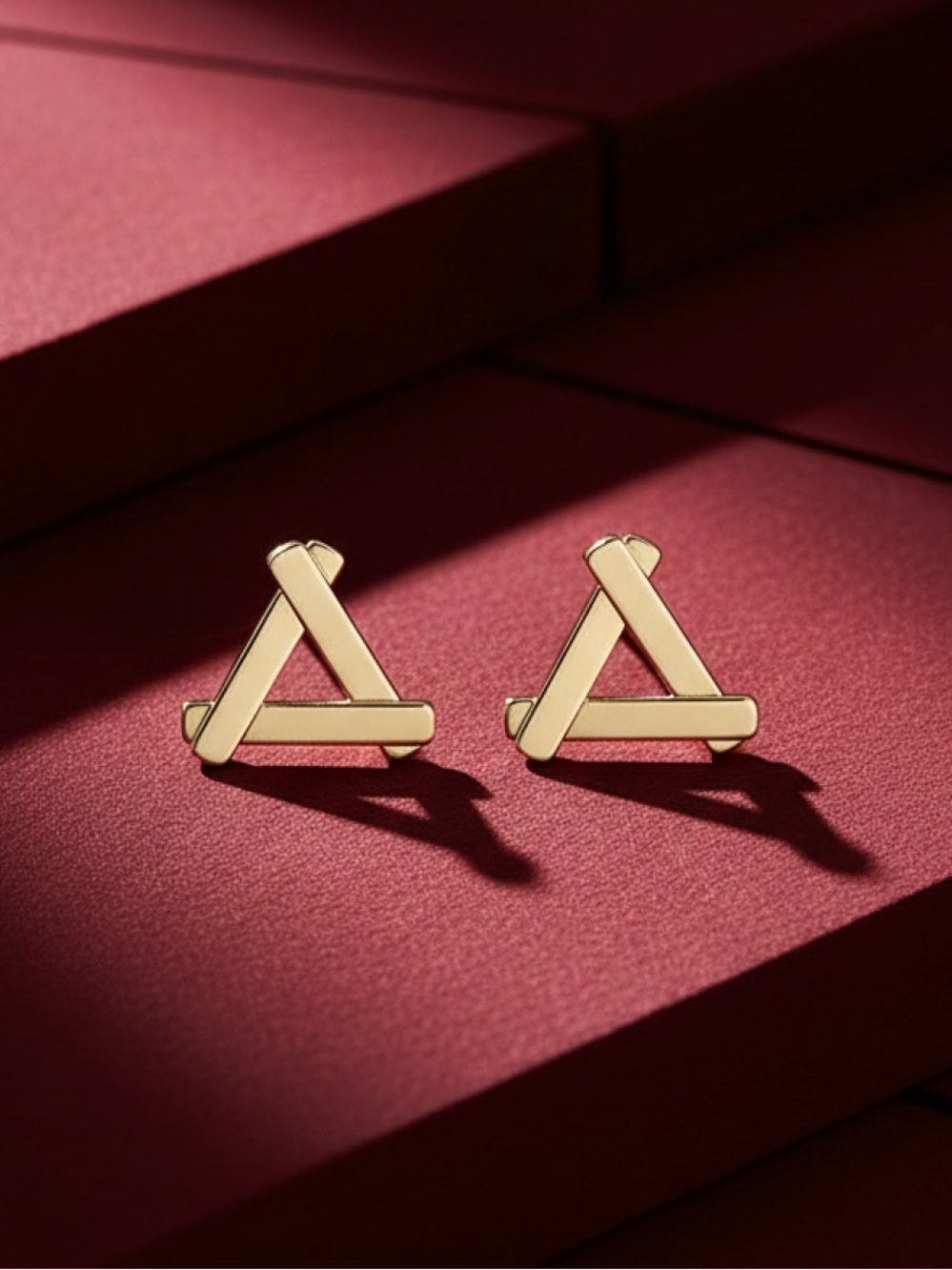 Overlay Silver Triangle Stud Earrings